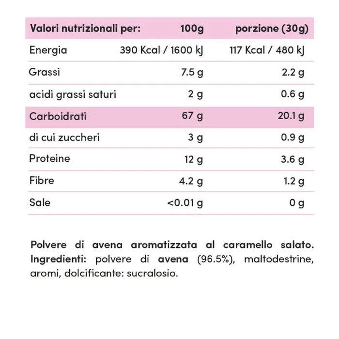 Farina di Avena Istantanea Aromatizzata 750g caramello salato