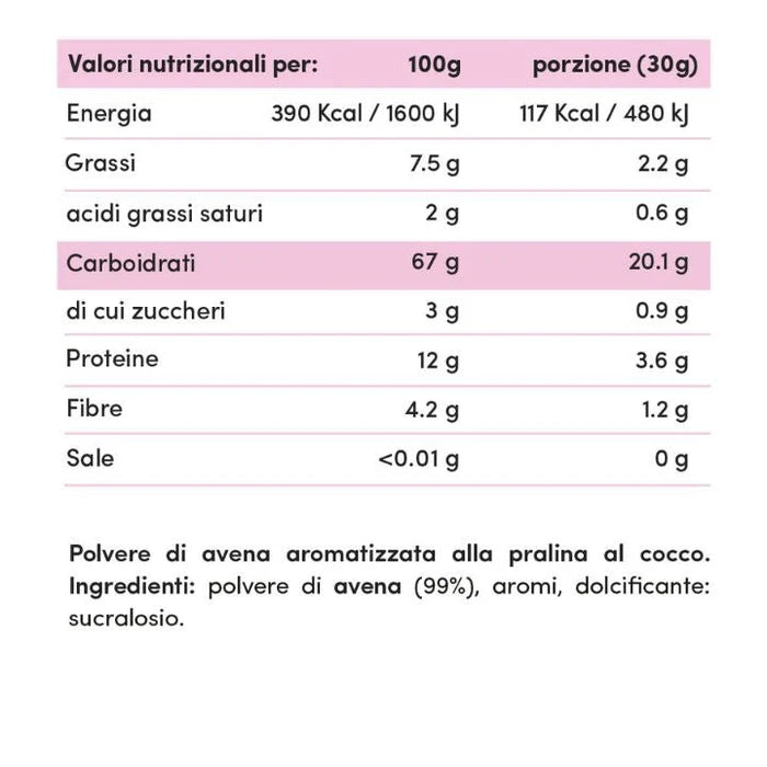 Farina di Avena Istantanea Aromatizzata 750g cocco