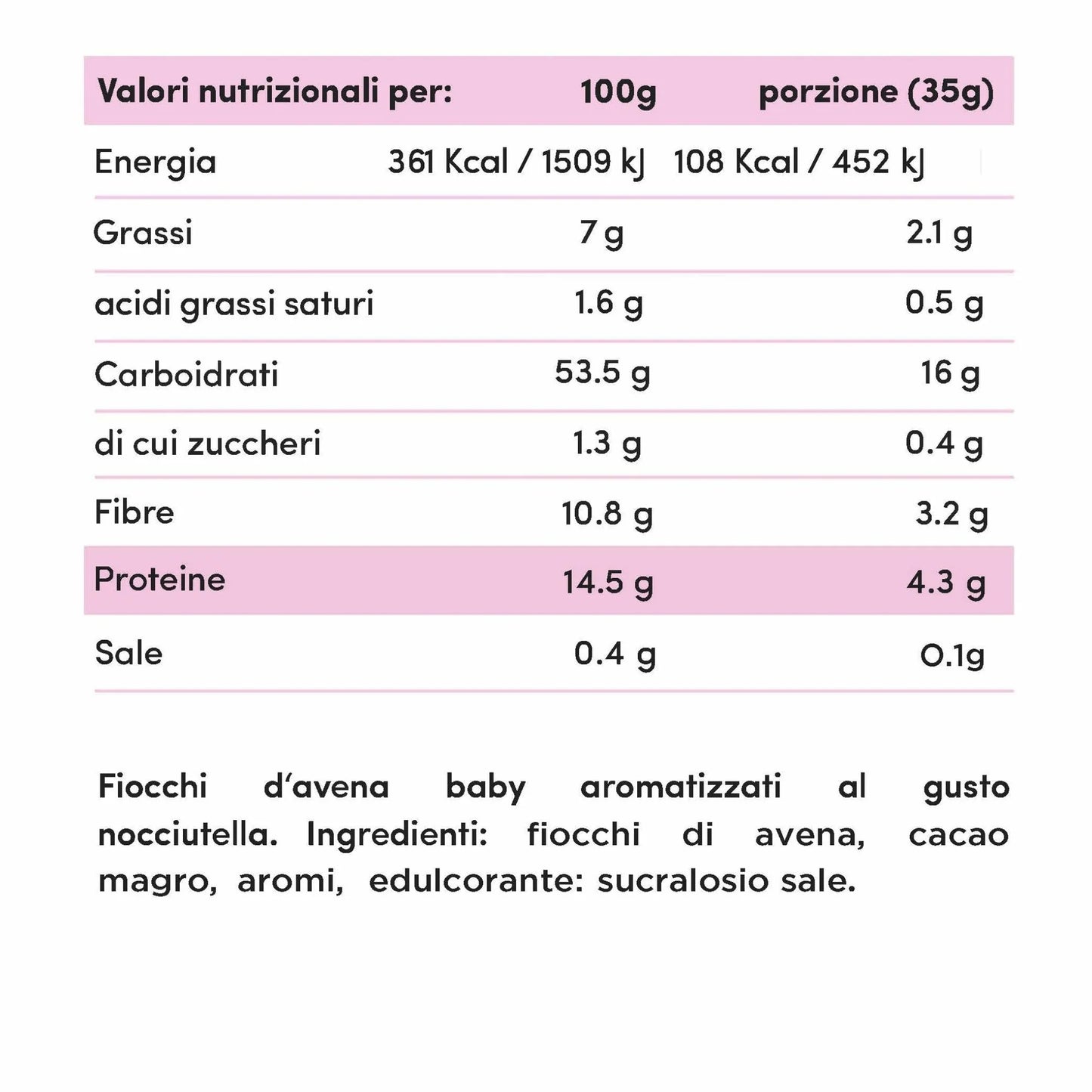 Fiocchi di avena baby aromatizzati nocciutella 750g